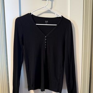 GAP Women's Black Long Sleeve Henley